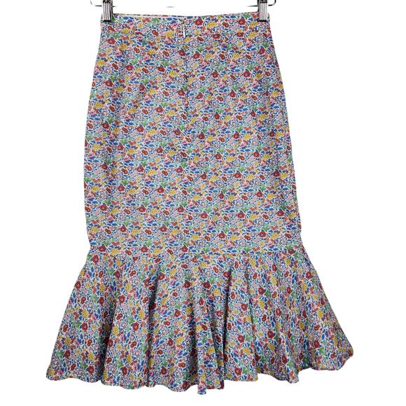 J.Crew LIBERTY Fabric Trumpet Skirt Women’s SZ 00 Multicolor Ditzy Floral EUC - Picture 2 of 16